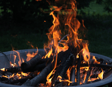 fire flames in fire pit 