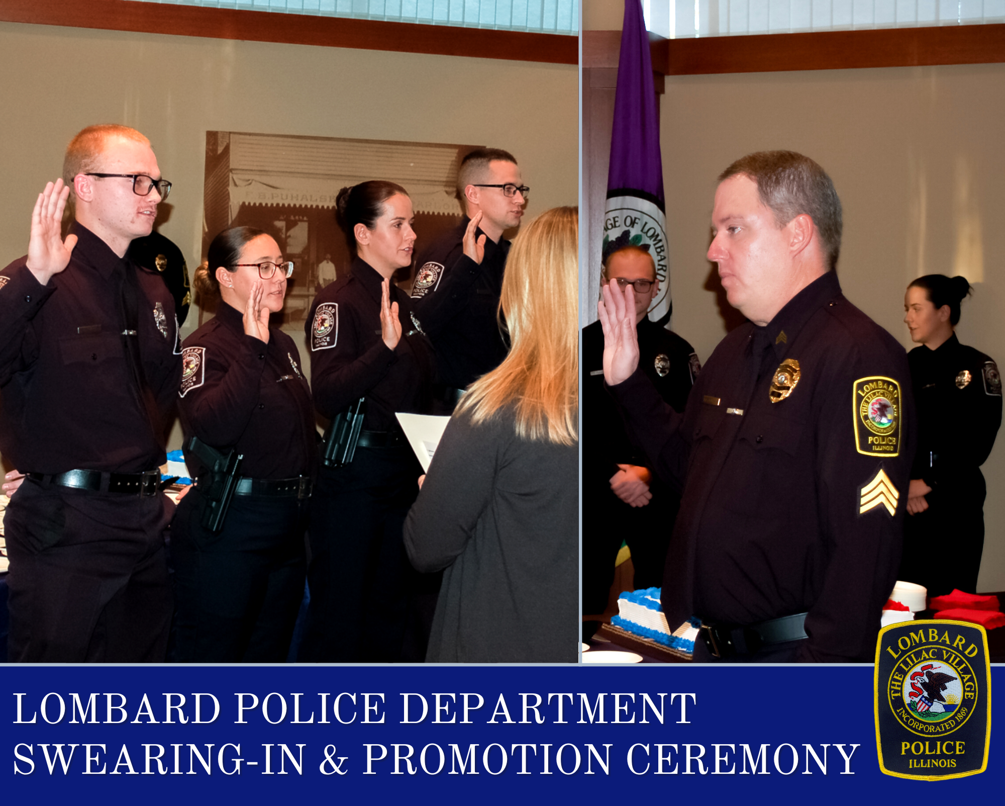 Police Officers with right hand raised being sworn in 